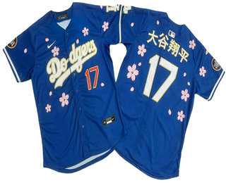 Men's Los Angeles Dodgers #17 Shohei Ohtani Blue Gold Japanese Name 2025 Tokyo Series Limited Jersey