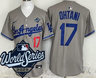 Men's Los Angeles Dodgers #17 Shohei Ohtani Gray Alternate 2025 World Series Limited Jersey