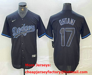 Men's Los Angeles Dodgers #17 Shohei Ohtani Lights Out Black Fashion Stitched Cool Base Nike Jersey 01