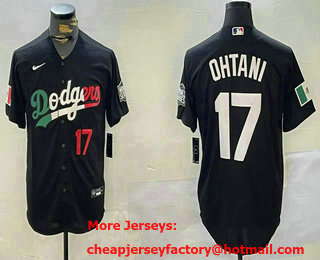 Men's Los Angeles Dodgers #17 Shohei Ohtani Number Black Mexico 2020 World Series Cool Base Nike Jersey