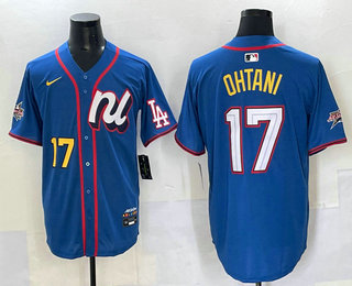 Men's Los Angeles Dodgers #17 Shohei Ohtani Number Blue 2025 All Star Limited Stitched Jersey