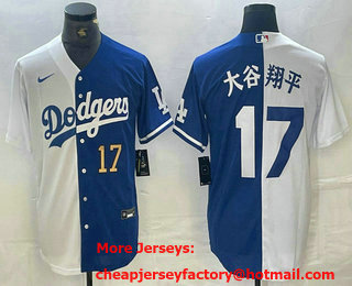 Men's Los Angeles Dodgers #17 Shohei Ohtani Number White Blue Two Tone Stitched Baseball Jersey 15