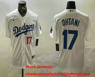 Men's Los Angeles Dodgers #17 Shohei Ohtani Number White Limited Fashion Stitched Jersey