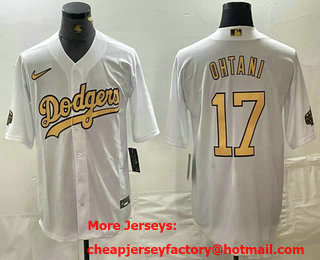 Men's Los Angeles Dodgers #17 Shohei Ohtani White 2022 All Star Stitched Cool Base Nike Jersey