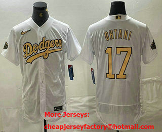 Men's Los Angeles Dodgers #17 Shohei Ohtani White 2022 All Star Stitched Flex Base Nike Jersey