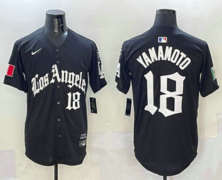 Men's Los Angeles Dodgers #18 Yoshinobu Yamamoto Black Alternate Mexico Limited Jersey