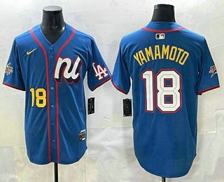 Men's Los Angeles Dodgers #18 Yoshinobu Yamamoto Blue 2025 All Star Limited Jersey