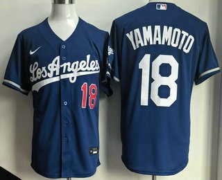 Men's Los Angeles Dodgers #18 Yoshinobu Yamamoto Blue Alternate Stadium Jersey