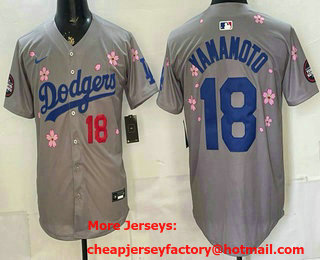 Men's Los Angeles Dodgers #18 Yoshinobu Yamamoto Grey 2025 Tokyo Series Limited Jersey