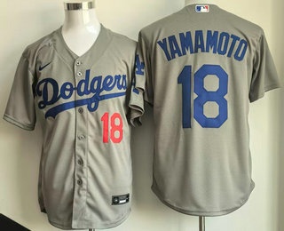 Men's Los Angeles Dodgers #18 Yoshinobu Yamamoto Grey Limited Jersey