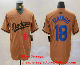 Men's Los Angeles Dodgers #18 Yoshinobu Yamamoto Number Olive Cool Base Limited Stitched Jersey