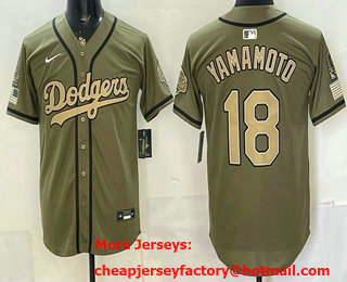 Men's Los Angeles Dodgers #18 Yoshinobu Yamamoto Olive 2026 World Series Champions Limited Jersey