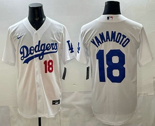 Men's Los Angeles Dodgers #18 Yoshinobu Yamamoto White Cool Base Jersey