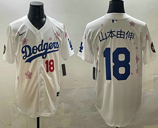 Men's Los Angeles Dodgers #18 Yoshinobu Yamamoto White Japanese Name 2025 Tokyo Series Limited Jersey