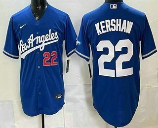 Men's Los Angeles Dodgers #22 Clayton Kershaw Blue Alternate Stadium Jersey