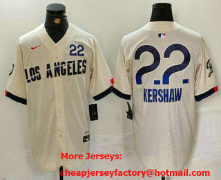 Men's Los Angeles Dodgers #22 Clayton Kershaw Cream 2024 City Connect Limited Jersey