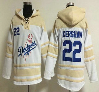 Men's Los Angeles Dodgers #22 Clayton Kershaw Home White Hoody