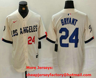 Men's Los Angeles Dodgers #24 Kobe Bryant Number Cream 2024 City Connect Limited Stitched Jersey