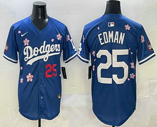 Men's Los Angeles Dodgers #25 Tommy Edman Blue 2025 Tokyo Series Limited Stitched Jersey