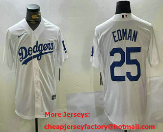 Men's Los Angeles Dodgers #25 Tommy Edman White Cool Base Stitched Jersey