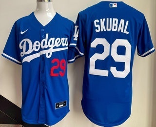 Men's Los Angeles Dodgers #29 Tarik Skubal Blue Cool Base Stitched Jersey
