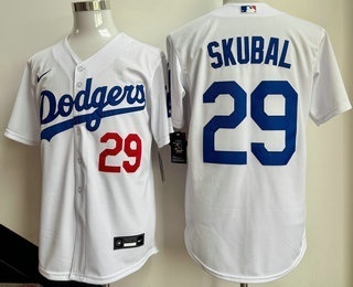 Men's Los Angeles Dodgers #29 Tarik Skubal White Cool Base Stitched Jersey