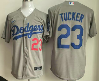 Men's Los Angeles Dodgers #23 Kyle Tucker Grey Limited Jersey