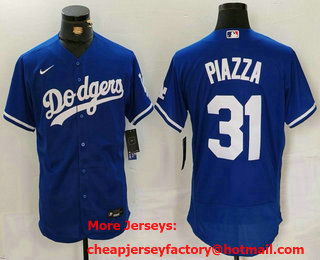 Men's Los Angeles Dodgers #31 Mike Piazza Blue Flex Base Stitched Baseball Jersey