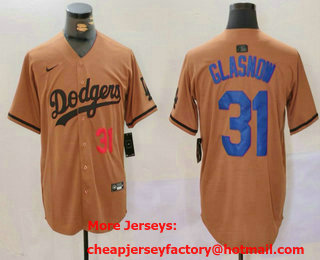Men's Los Angeles Dodgers #31 Tyler Glasnow Number Olive Cool Base Limited Stitched Jersey