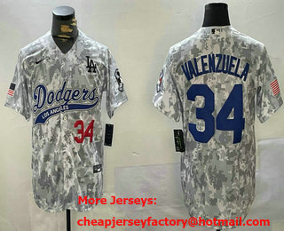 Men's Los Angeles Dodgers #34 Fernando Valenzuela Arctic Camo 2024 Salute to Service Baseball Jersey