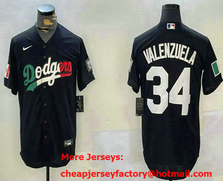 Men's Los Angeles Dodgers #34 Fernando Valenzuela Black Mexico 2020 World Series Cool Base Nike Jersey
