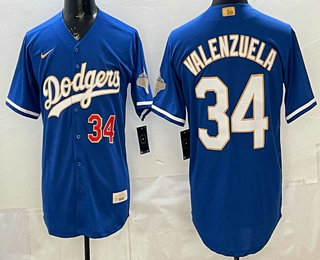Men's Los Angeles Dodgers #34 Fernando Valenzuela Blue 2026 Gold Collection Limited Jersey