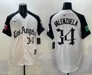 Men's Los Angeles Dodgers #34 Fernando Valenzuela White Black Mexico 2025 LA Limited Stitched Jersey