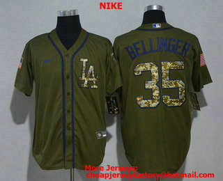 Men's Los Angeles Dodgers #35 Cody Bellinger Green Salute To Service Stitched MLB Cool Base Nike Jersey