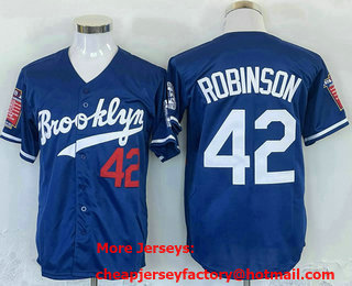 Men's Los Angeles Dodgers #42 Jackie Robinson Blue 1955 Throwback Jersey