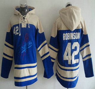 Men's Los Angeles Dodgers #42 Jackie Robinson Blue Alternate MLB Hoodie