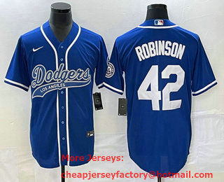 Men's Los Angeles Dodgers #42 Jackie Robinson Blue With Patch Cool Base Stitched Baseball Jersey