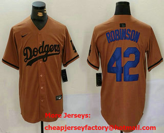 Men's Los Angeles Dodgers #42 Jackie Robinson Olive Cool Base Limited Stitched Jersey