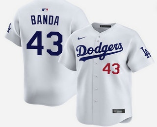 Men's Los Angeles Dodgers #43 Anthony Banda White Limited Stitched Jersey