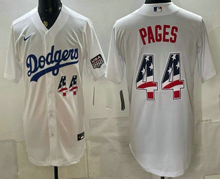 Men's Los Angeles Dodgers #44 Andy Pages White USA 250 Fourth of July Home Stitched Jersey