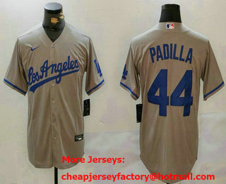 Men's Los Angeles Dodgers #44 Vicente Padilla Grey With los Cool Base Stitched Jersey