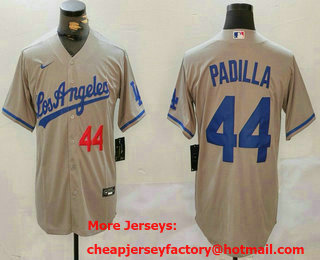 Men's Los Angeles Dodgers #44 Vicente Padilla Number Grey With los Cool Base Stitched Jersey