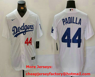 Men's Los Angeles Dodgers #44 Vicente Padilla Number White Cool Base Stitched Jersey