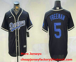 Men's Los Angeles Dodgers #5 Freddie Freeman  Black Fashion Cool Base Stitched Jersey