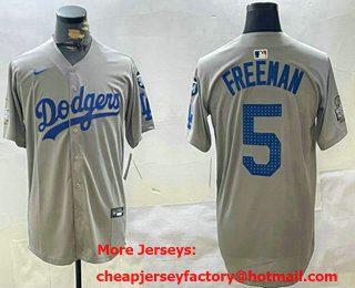 Men's Los Angeles Dodgers #5 Freddie Freeman  Grey 2024 World Series Limited Fashion Stitched Jersey