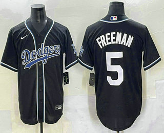 Men's Los Angeles Dodgers #5 Freddie Freeman Black Fashion Baseball Jersey