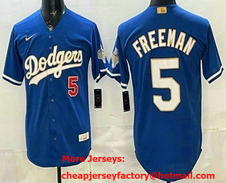 Men's Los Angeles Dodgers #5 Freddie Freeman Blue 2026 Gold Collection Limited Jersey