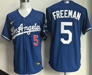 Men's Los Angeles Dodgers #5 Freddie Freeman Blue Alternate Stadium Jersey