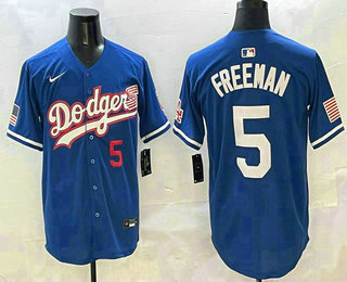 Men's Los Angeles Dodgers #5 Freddie Freeman Blue USA Limited Fashion Stitched Jersey