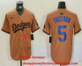 Men's Los Angeles Dodgers #5 Freddie Freeman Number Olive Cool Base Limited Stitched Jersey